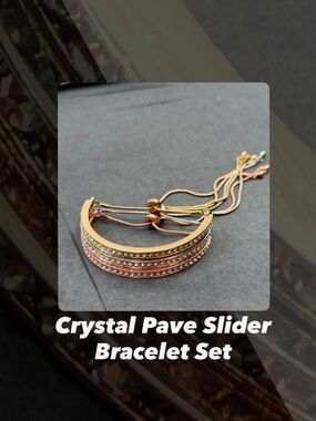 EUC Crystal Pave Slider Bracelet Set